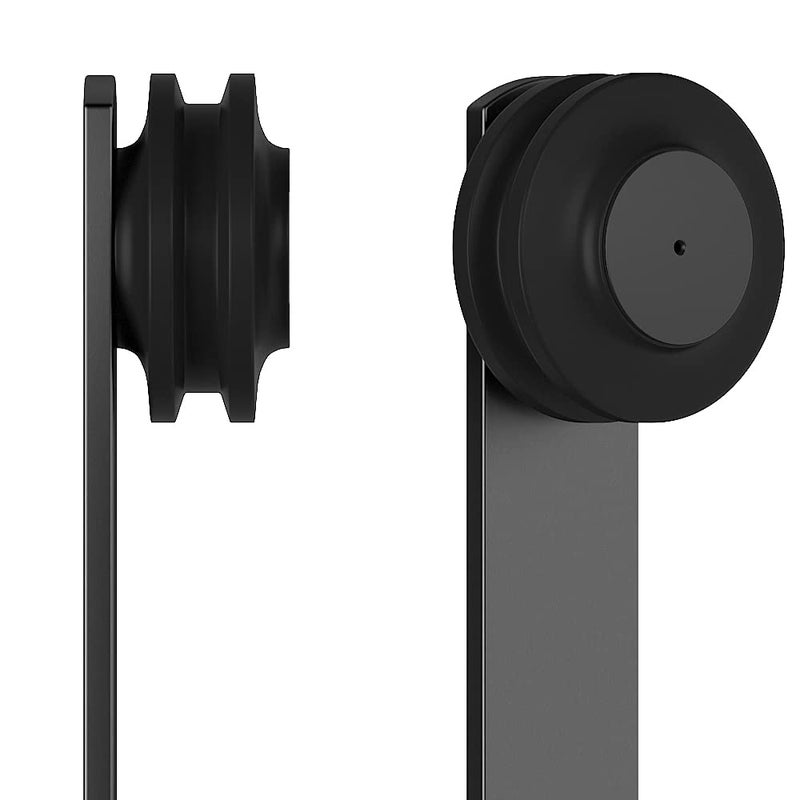 skysen Sliding Barn Door Hardware Roller Set Black (I Shape Hanger Set) - Image 2